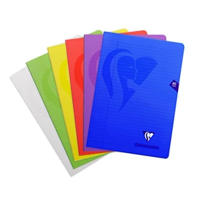 Bild av Clairefontaine 303125C en Mimesys häftad anteckningsbok A4 21 x 29,7 cm 80 linjerade sidor med marginal vitt papper 90 g polypro omslag slumpmässig färg