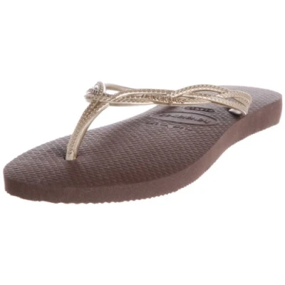 Bild av Havaianas Dam Slim Crystal Mesh Sw II Flip Flops, Mörkbrunt, 5.5 6 US