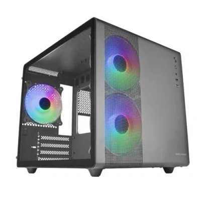 Bild av Mars Gaming MC 400 svart, kompakt Micro ATX spelhölje, helt sidofönster, härdat glas, 3 x 120 mm FRGB fläkt, hel sidopanel i mesh