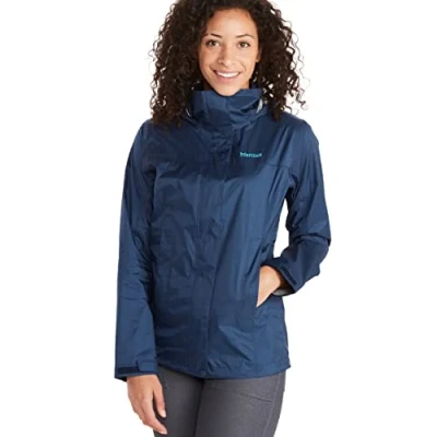 Bild av Marmot Wm&#039;s PreCip Eco Jacket, Vattentät regnjacka, vindtät regnrock, andningsaktiv, vikbar Hardshell Windbreaker, ideal vid cykling och vandring, För kvinnor, Arctic Navy, XS