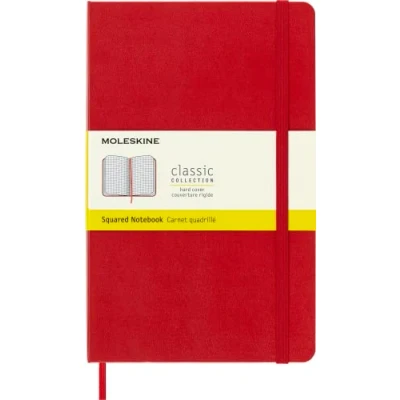 Bild av Moleskine Large Squared Hardcover Notebook Red: Mit Falttasche für Notizen. Gummiband Verschluß