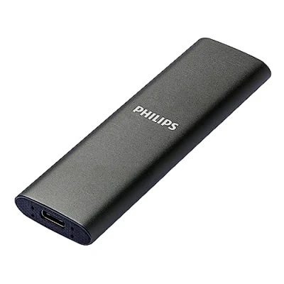 Bild av Philips bärbar extern SSD 1 TB Ultra Slim SATA Speed USB C USB, läshastighet upp till 540 MB/s, skrivhastighet aluminium