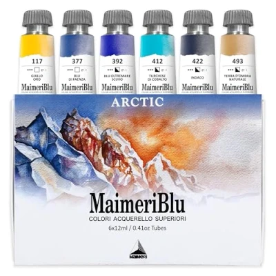 Bild av Maimeri MaimeriBlu BLU, konstakvareller, arktiska set, kartonglåda, blandade färger, 6 stycken, 12 ml, flerfärgad, ml