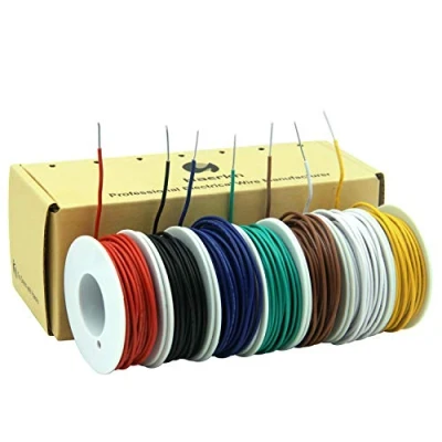 Bild av 0,82 mm² 0,05 silikon elektrisk trådkabel 7 färger 18 awg spole kroktrådar elektronikkit strängad tenn koppartråd flexibel och mjuk för gör det själv