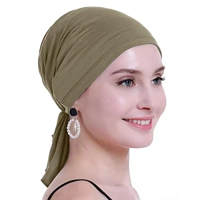 Bild av osvyo Bambu Chemo huvudduk för kvinnor med håravfall cancerpatienter huvudbonad turban i förseglad förpackning, KHAKI, one size