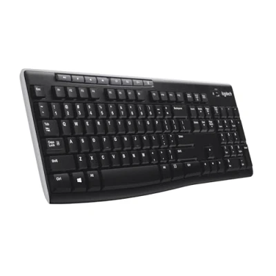Bild av Logitech K270 2,4 GHz trådlöst tangentbord för Windows, normalstorlek, numeriskt tangentbord, 8 multimediatangenter, 2 års batteritid, kompatibel med PC, bärbar dator, Layout Pan Nordic QWERTY Svart
