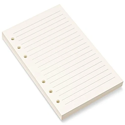 Bild av Bidponds Filofax A6 linjerad papperspåfyllning, 6 hål påfyllningspapper för A6, personlig organisering, ringpärmar, 80 ark, 10,5 x 16,9 cm, beige (1)