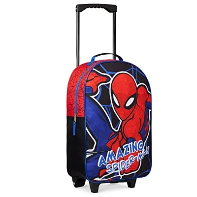 Bild av Marvel Barnresväska för pojkar Vikbar vagn Handbagageväska Carry On Avengers resväska med hjul Hyttväska Hjulväska handtag Spiderman Trolley (Flerfärgad Spiderman)
