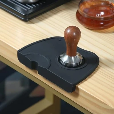 Bild av kaffe tamper matta silikon tamping halkskydd stämpelmatta espresso tampermatta (svart 12x17.5x3 cm)