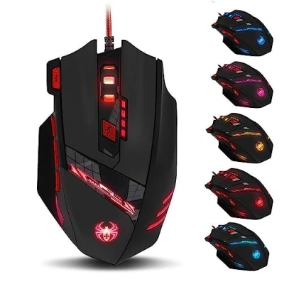 Bild av Zelotes Gaming Mus,8 Programmerbara Knappar Spelmus,9200 DPI 8 Trådbundna Mus,USB LED Optisk Ergonomisk Mus,Gaming Möss Mouse för PC,Mac,Svart