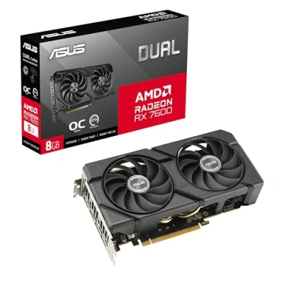 Bild av ASUS DUAL Radeon RX 7600 EVO OC Edition 8 GB GDDR6 spelgrafikkort (AMD RX7600, PCIe 4.0, 1x HDMI 2.1, 3X DisplayPort 1.4a, RX7600 O8G EVO)