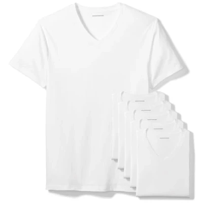 Bild av Amazon Essentials Herr V ringad undertröja, 6 Pack, Vit, XL