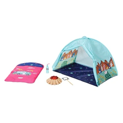 Bild av BABY born 832783 helgcampingset för 36 cm och 43 dockor inkluderar tält, sovsäck, lägereld mer lätt små händer främjar empati sociala färdigheter lämplig barn i åldrarna