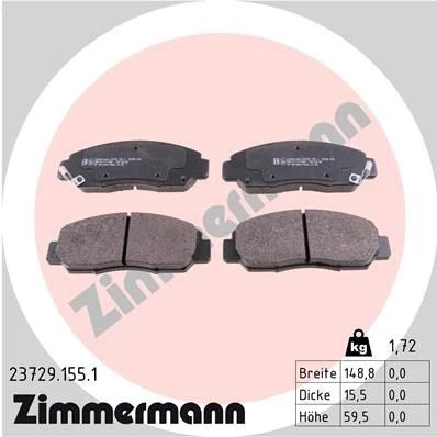 Bild av ZIMMERMANN 23729.155.1 Jeu de plaquettes frein avec indicateur d&#039;usure la photo correspond au contenu livraison HONDA: CIVIC 7 Hatchback