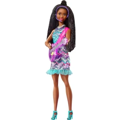 Bild av Barbie: Big City, Dreams Singing Barbie Brooklyn Roberts docka (11,5 tum brunett med flätor) musik, ljusfunktion, mikrofon och tillbehör, present till barn i åldrarna 3 7 år
