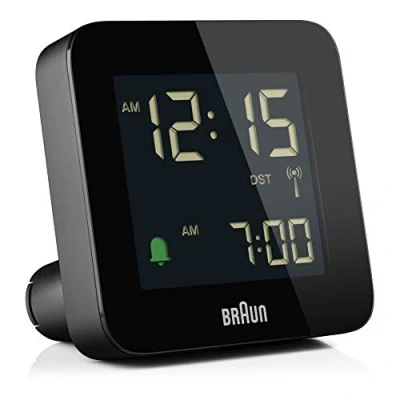 Bild av Braun Digital Radio Controlled Alarm Clock For Central European Time Zone (DCF) with Snooze, Negative LCD Display, Quick Set, Crescendo Beep in Black, model BC09B DCF.