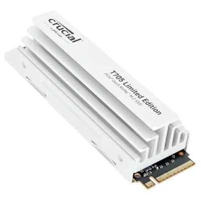 Bild av Crucial T705 2TB PCIe Gen5 NVMe M.2 Begränsad Upplaga Intern Gaming SSD med Premium Vit Kylfläns, Upp till 14.500MB/s, 4.0 kompatibel, Microsoft DirectStorage CT2000T705SSD5A