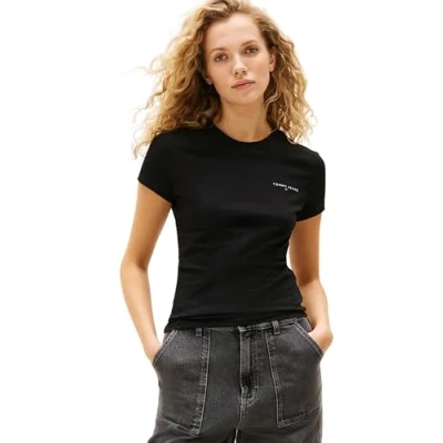 Bild av Tommy jeans dam TJW smal linjär SS TEE EXT DW0DW21164 S/S t shirt, svart (svart), XXL, XXL