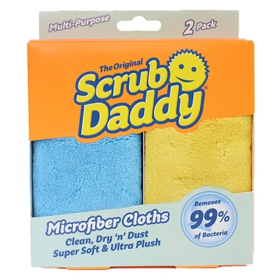 Bild av Scrub Daddy mikrofiber rengöringsduk alla användningsområden för hem, torra och våta dammdukar, absorberande dammtrasor polering av kök, badrum, bilar, spegel, glas blå gul multipack