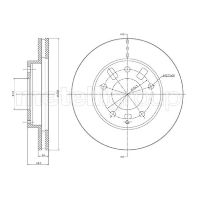 Bild av METELLI 23 0347 Disque de frein 258,0 24,0 5 72,0 ventilé MAZDA: Premacy, 626 V portes, Break, FORD USA: PROBE 2