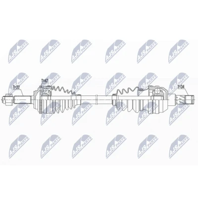 Bild av NTY NPW DW 039 Arbre de transmission Essieu avant gauche CHEVROLET: Kalos Berline