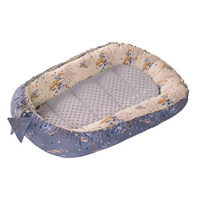 Bild av Medi Partners babybo, gosigt bo, 100% bomull, bo resesäng för spädbarn, 100 x 60 15 cm, avtagbar insats (drömfångare med grå minky)
