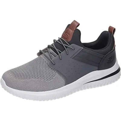 Bild av Skechers Delson 3.0, herrskor, Grå svart stickad mesh W syntetisk, 41 EU