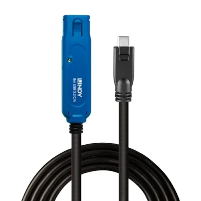 Bild av LINDY 8 m USB 3.2 Gen 1 typ C till A, aktiv förlängningskabel Pro, långdistans anslutning, PC, Macs, bärbara datorer, MacBook, surfplatta, smartphone, PS5, VR headset, skrivare, webbkamera, Ext