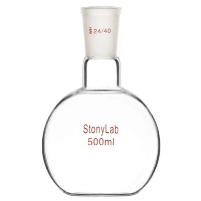 Bild av stonylab Glas 500 ml Tung Vägg Enkel Hals Kokande Kolv med Platt Botten, 24/40 Standard Konisk Yttre Fog,