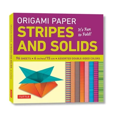 Bild av Origami Paper Stripes and Solids 6&quot; 96 Sheets: Tuttle Paper: Sheets Printed with 8 Different Patterns: Instructions for 6 Projects Included