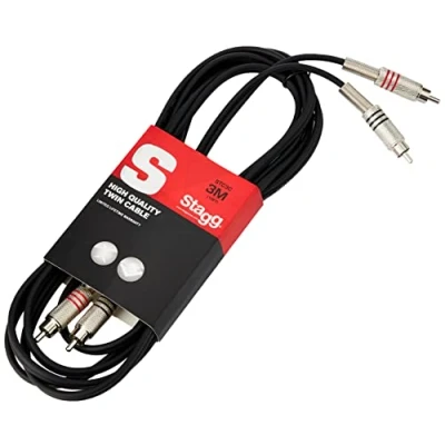 Bild av Stagg STC3C Pro Series 3M Twin 2 RCA till Audio Cable Black