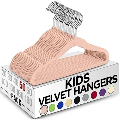 Bild av Utopia Home Kids klädgalgar sammet 30 cm (11 tum) hållbara babygalgar för Closet Perfect Toddler Nursery halkfri dagligt bruk (Rosa, Set med 50)