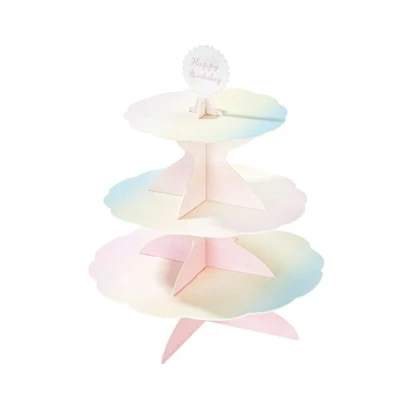 Bild av Talking Tables We Heart Pastels, 3 nivåer vändbart tårtställ, papper, H 37,5 x B 30 cm (komplett med 4 olika dekorationer)