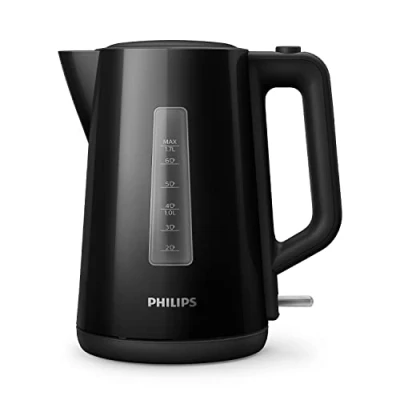 Bild av Philips Series 3000 Vattenkokare, 1.7L Kapacitet med Fjädrat Lock och Ljusindikator, Enkel Påfyllning, En Koppindikator, Vridbar Basplatta, Svart (HD9318/20)