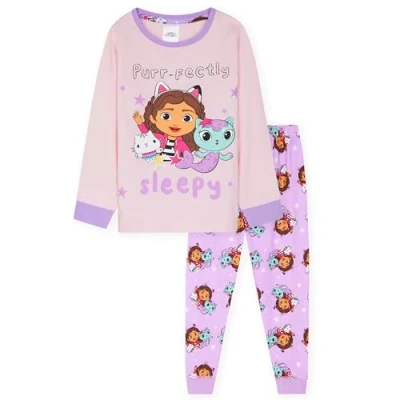Bild av Gabbys Dollhouse pyjamas för flickor, ärmar och ankelmanschetter 27 år 2 delat långt pyjamasset, lila, 5 6 År