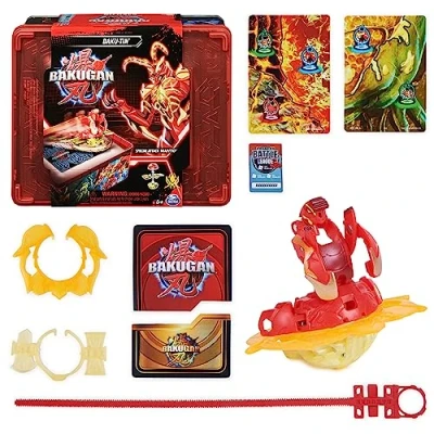 Bild av Bakugan 3.0 Baku tunna med Special Attack Mantid, högkvalitativ metallförvaringslåda individuellt justerbar actionfigur och samlarkort, för barn från 6 år