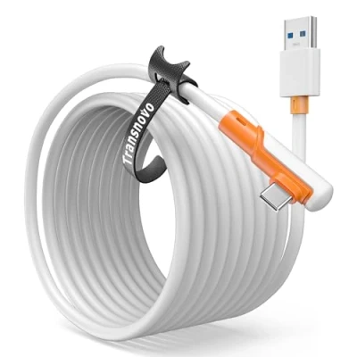 Bild av TRANSNOVO Link kabel 5M, VR headset Kompatibel med Meta Quest 3S/3/2/Pro/Pico 4, Långt kabeltillbehör för PC/Steam spel, USB 3.2 A till Typ C Hög hastighet PC Dataöverföringskabel
