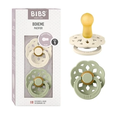 Bild av BIBS napp Boheme latex 2 pack 0 6mån, ivory/sage