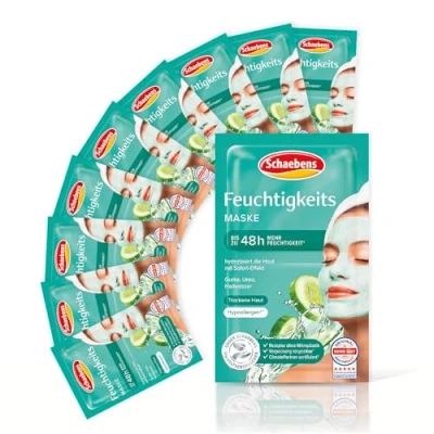 Bild av Schaebens Fuktmask, omedelbar effekt, ökar hudens fuktighet med aloe vera, 10 fickor 2 x 5 ml