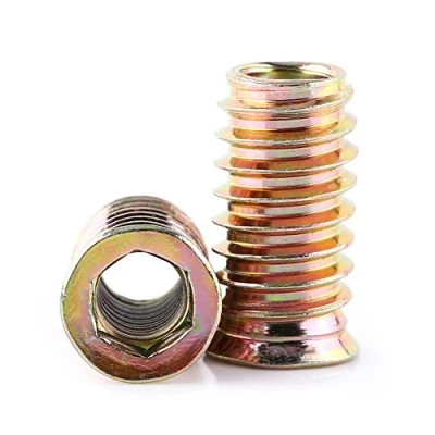 Bild av Förzinkad kolstål Hex sockel skruv in insatsmuttrar med innergängor för trämöbler 20st (M8 x 25mm)