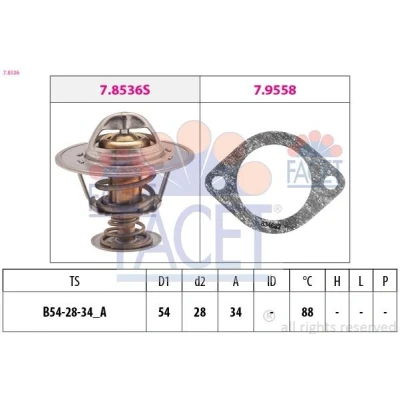 Bild av FACET 7.8536 Thermostat d&#039;eau 88 54 Made in Italy OE Equivalent avec joint d&#039;étanchéite FORD: Transit Mk3 Сamion à Plateau/Сhâssis, Van