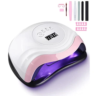 Bild av Birshe 168W nageltorklampa, UV LED lampa för naglar Professionell nagellampa med 10/30/60/99s timer LCD skärm och smart sensor finger /tånagel alla gelnagellack, gelnaglar, schellack