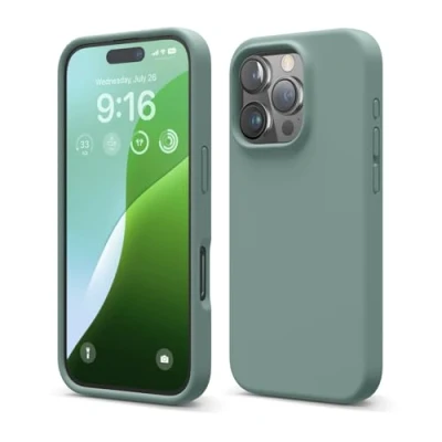 Bild av elago Kompatibel med iPhone 16 Pro fodral, premium flytande silikonfodral, heltäckande skydd, stötsäkert och smalt telefonfodral, reptåligt mjukt mikrofiberfoder, 6.3