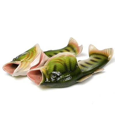 Bild av Uniqstore Unisex Fisktofflor, sandaler, flip flops strand, badrum, dusch ovanligt skämt, nyhet, gåvor för kvinnor och män, gRÖN 37.5/38 EU