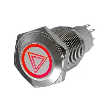 Bild av Mintice™ 12 V bil fordon rött LED ljus nödsituation varning tryckknapp metall vippströmbrytare 16 mm