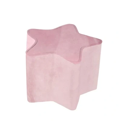 Bild av roba Barnpall Lil Sofa i stjärnform Bekväm pall rosa sammetstyg Stoppmöbler Pouf för barnrum Sits höjd 24 cm