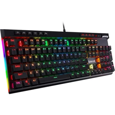 Bild av Redragon K580 VATA RGB LED brun brytare mekaniskt speltangentbord, amerikansk layout med bakgrundsbelysning 104 tangenter anti ghosting makroknappar och dedikerade mediakontroller