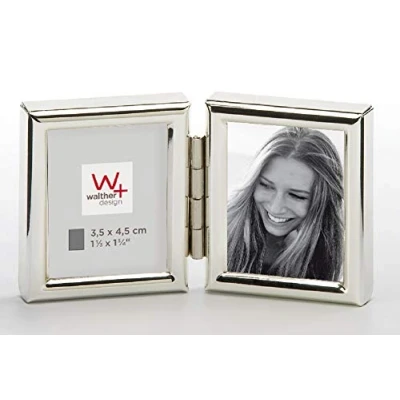 Bild av Walther design WD235S Chloe, dubbel metallporträtt ram 2 x 1,3 1,7 tum (2 3,5 4,5 cm), silverpläterad
