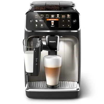 Bild av Philips 5400 Series Helautomatisk Espressomaskin LatteGo Mjölksystem, 12 Kaffevarianter, Intuitiv Skärm, 4 Användarprofiler, Krom (EP5447/90)