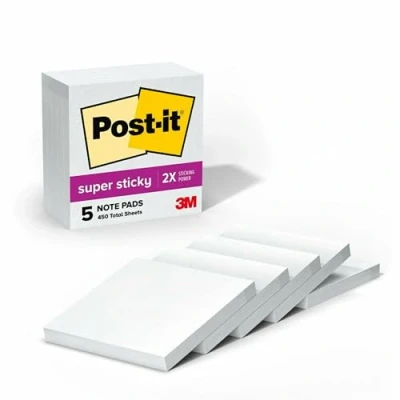 Bild av Post it Super Sticky Notes, 7,6 x cm 5 kuddar vita